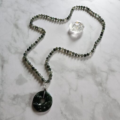 Moosachat (Chalcedon) -Mala mit Moosachat-Donut und Armband – Bild 7