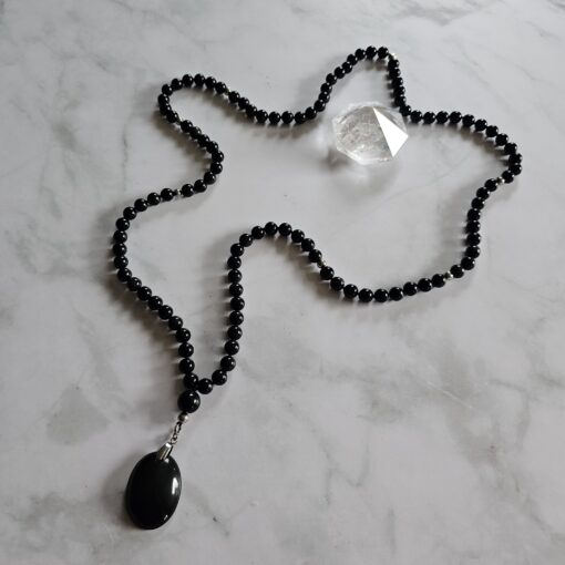 Obsidian („Regenbogen-Obsidian“) -Mala (3) mit „Regenbogen-Obsidian“-Anhänger und Armband – Bild 7