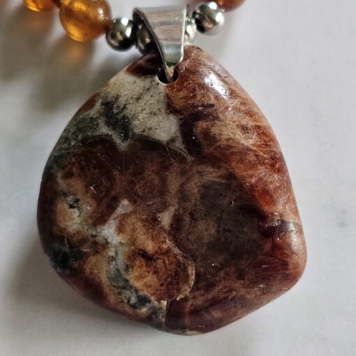 Spessartin (Granat) -Mala mit Hessonit (Granat) -Anhänger – Bild 8