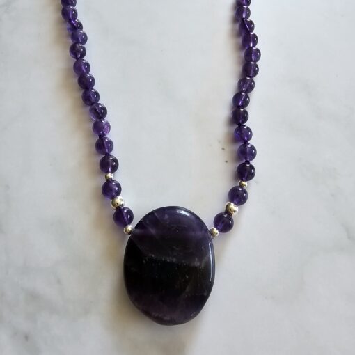 Amethyst (dunkel) -Mala mit dunklem Amethyst-Anhänger und Armband – Bild 8