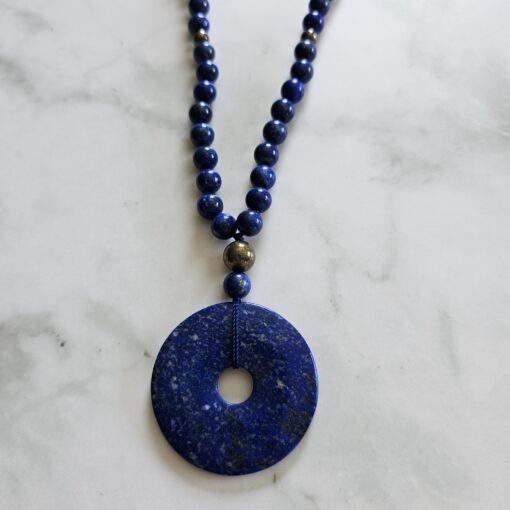 Lapislazuli-Pyrit-Mala (2) mit Lapislazuli-Donut und Armband – Bild 8
