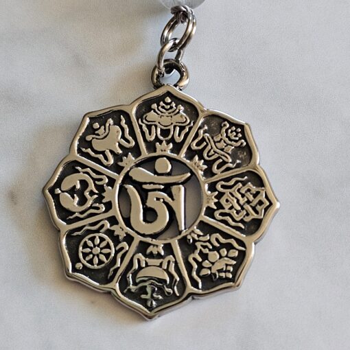 Bergkristall (dunkel, „Wolkenquarz“) -Mala mit Edelstahlanhänger und Armband – Bild 9