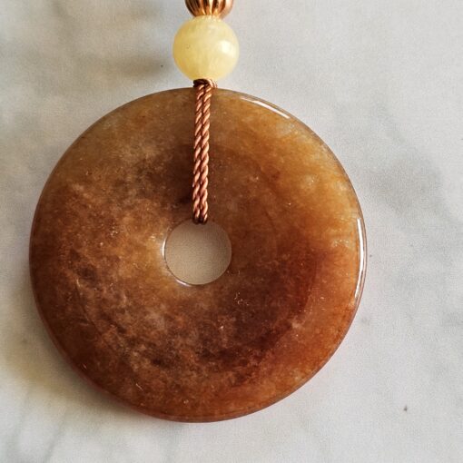 Calcit (gelb) -Kupfer-Mala mit orangefarbenem Aventurinquarz-Donut und Armband – Bild 9