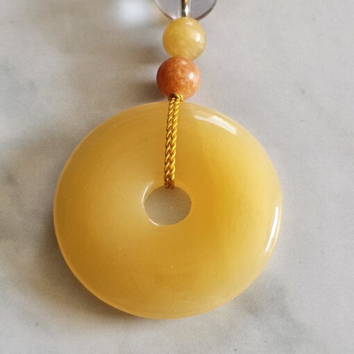 Calcit (orangefarben und gelb) -Mala mit gelbem Calcit-Donut und Armband – Bild 9
