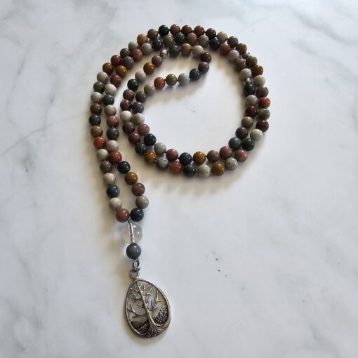 Achat („Alashan-Achat“) -Mala mit Edelstahlanhänger – Bild 4