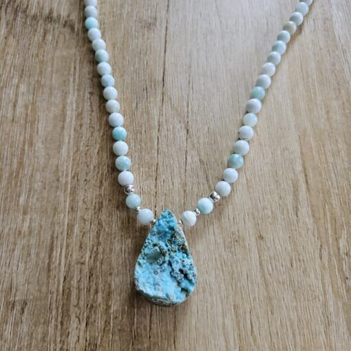 Hemimorphit-Mala mit Hemimorphit-Drusen-Anhänger und Armband – Bild 8