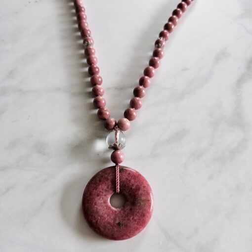 Rhodonit-Mala mit Rhodonit-Donut und Armband – Bild 8
