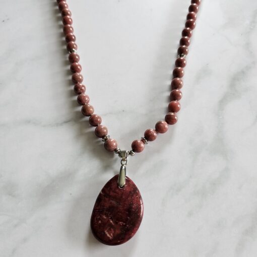 Thulit-Mala (2) mit Thulit-Anhänger (Freiform) und Armband – Bild 8