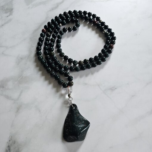 Heliotrop-Mala mit Heliotrop-Anhänger (Freiform) und Armband – Bild 5