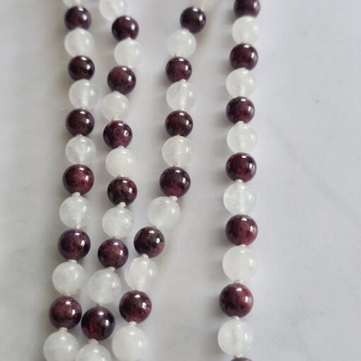 Granat-Milchquarz-Mala mit Edelstahl-Anhänger (Herz im Herzen) – Bild 8