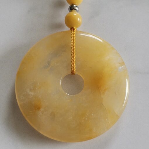 Jade (gelb) -Bergkristall-Mala mit gelbem Jade-Donut – Bild 8