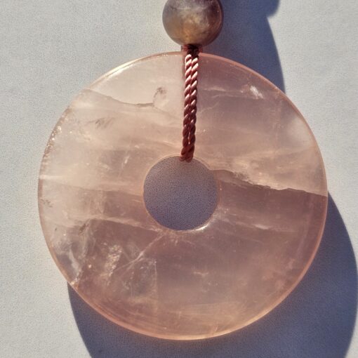 Rosenquarz (dunkel und hell) -Mala mit hellem Rosenquarz-Donut – Bild 8