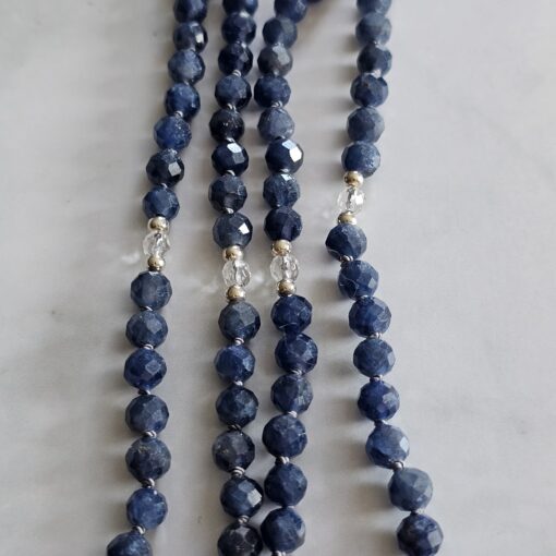 Saphir (blau und facettiert) -Bergkristall (facettiert) -Mala (1) mit 925  Silberquaste – Bild 8