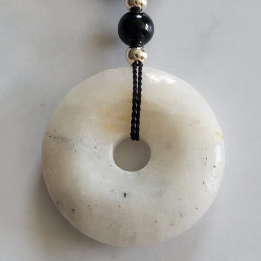 Turmalin (schwarz) -Baryt (weiß) -Mala (2) mit weißem Baryt-Donut – Bild 8