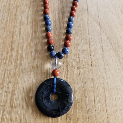 Dumortierit-Jaspis (rot) -Mala (1) mit Dumortierit-Donut und Armband – Bild 8
