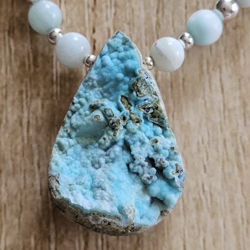 Hemimorphit-Mala mit Hemimorphit-Drusen-Anhänger und Armband – Bild 9