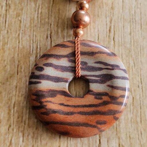 Jaspis („Elfenbein-Jaspis“) -Kupfer-Mala mit Printstone-Donut und Armband – Bild 9