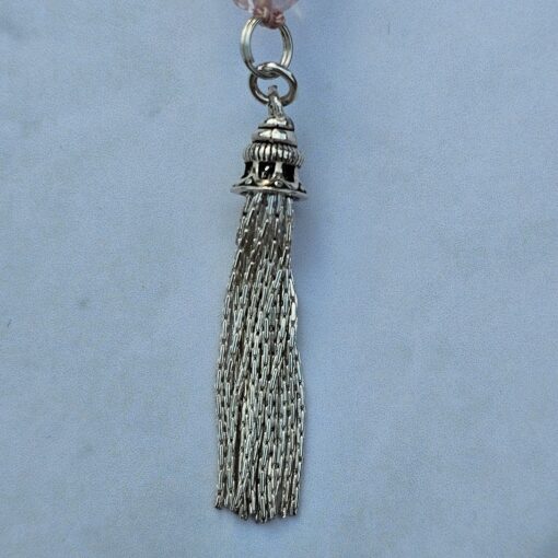 Morganit (Beryll, facettiert) -Mala mit 925 Silberquaste und Armband – Bild 9