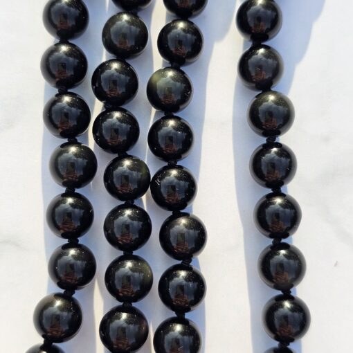 Obsidian-Chakra-Mala (2) mit gelbem Aragonit-Donut – Bild 9