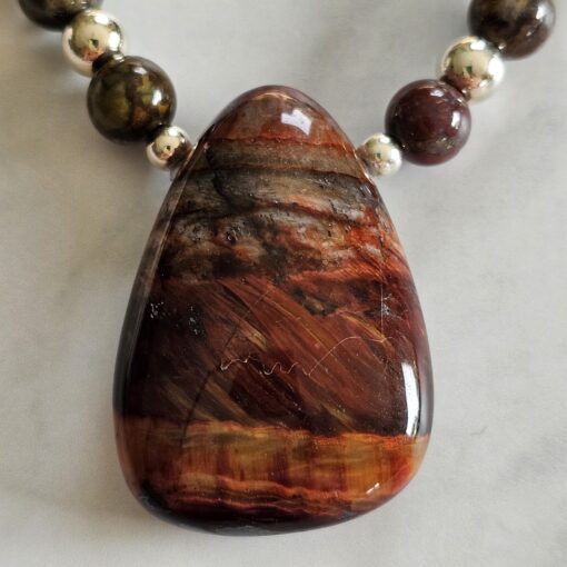 Pietersit-Mala (1) mit Pietersit-Anhänger (Freiform) und Armband – Bild 9