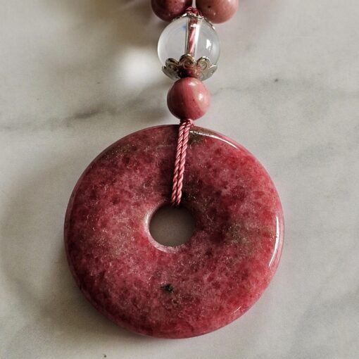 Rhodonit-Mala mit Rhodonit-Donut und Armband – Bild 9