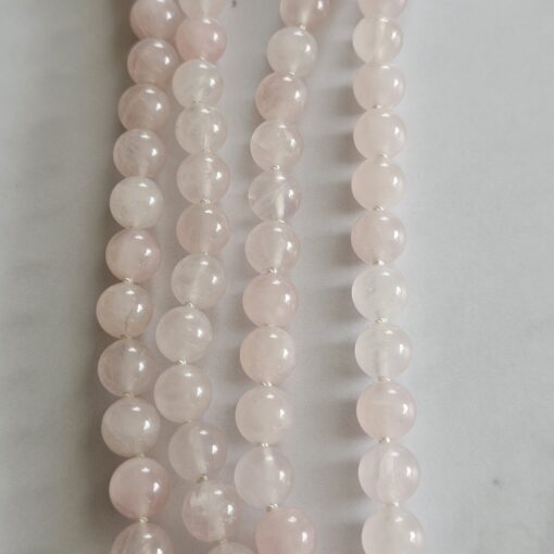 Rosenquarz-Mala mit Rosenquarz-Navette – Bild 9