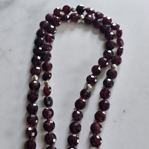 Granat (facettiert) -Mala mit Quaste aus 925 Silber – Bild 9