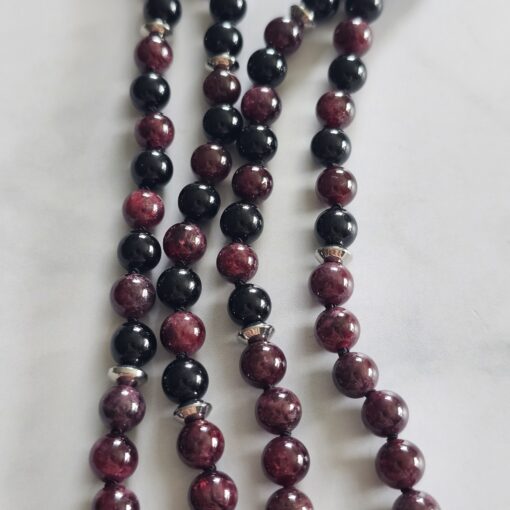 Granat-Turmalin (schwarz) -Mala mit Edelstahl-Anhänger (Engel mit Herz) – Bild 9