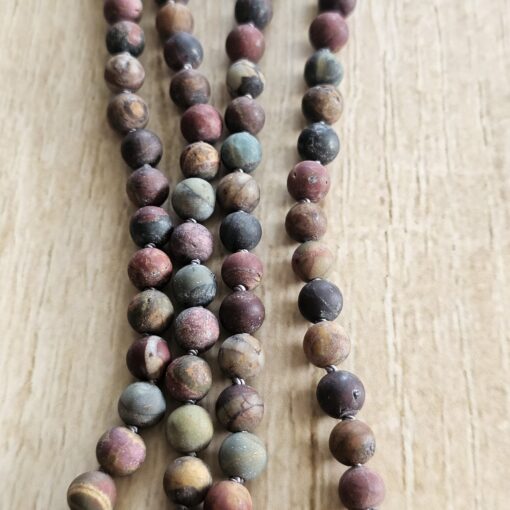Jaspis („Picasso-Jaspis“, matt) -Mala mit „Picasso-Jaspis“-Anhänger (Oval) – Bild 9