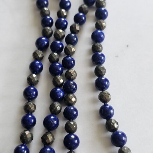 Lapislazuli-Pyrit (facettiert) -Mala mit Seidenquaste – Bild 8