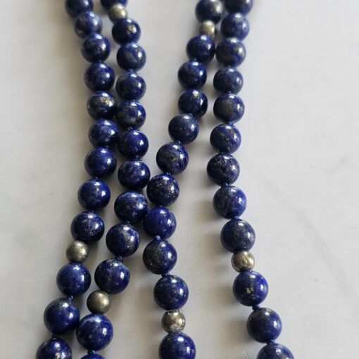 Lapislazuli-Pyrit-Mala (5) mit Anhänger mit einer Pyrit-Sonne – Bild 9
