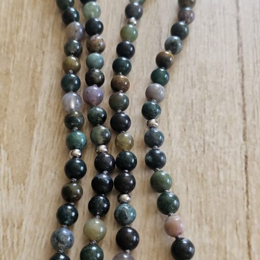 Moosachat („Indian Achat“) -Mala (1) mit Edelstahlanhänger (Baum des  Lebens) – Bild 9