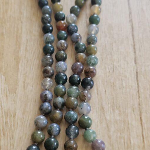 Moosachat („Indian Achat“) -Mala (2) mit Edelstahlanhänger (OM) – Bild 9