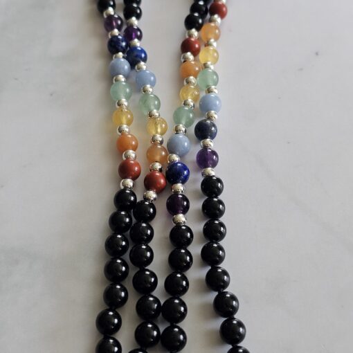 Turmalin (schwarz) -Chakra-Mala (1) mit rotem Jaspis-Donut – Bild 9