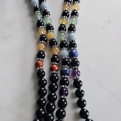 Turmalin (schwarz) -Chakra-Mala (2) mit grünem Aventurinquarz-Donut – Bild 9
