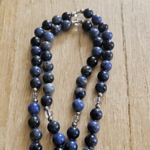 Dumortierit-Bergkristall-Mala mit Dumortierit-Donut – Bild 10