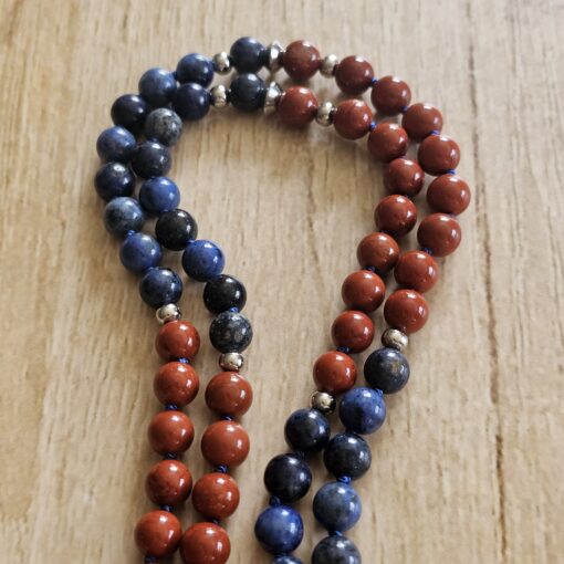 Dumortierit-Jaspis (rot) -Mala (1) mit Dumortierit-Donut – Bild 10
