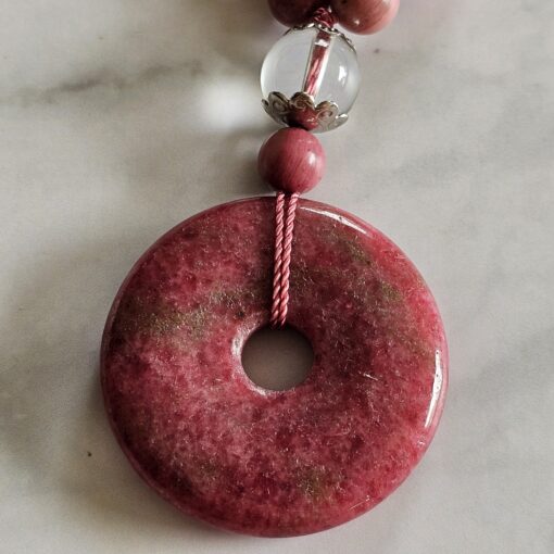 Rhodonit-Mala mit Rhodonit-Donut und Armband – Bild 10