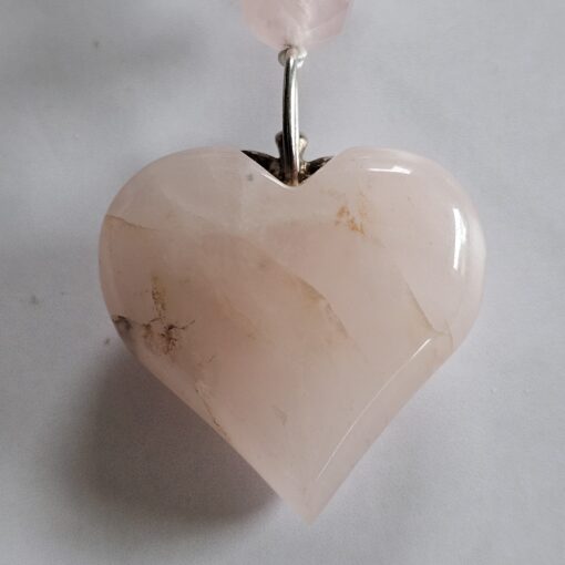 Rosenquarz (facettiert) -Mala mit Rosenquarz-Herz und Armband – Bild 10