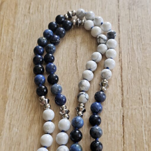 Dumortierit-Magnesit-Mala (1) mit Dumortierit-Anhänger (Tropfen) – Bild 10