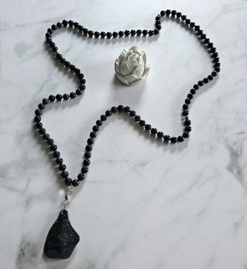 Heliotrop-Mala mit Heliotrop-Anhänger (Freiform) und Armband – Bild 7