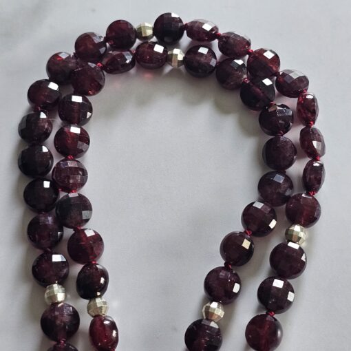 Granat (facettiert) -Mala mit Quaste aus 925 Silber – Bild 10