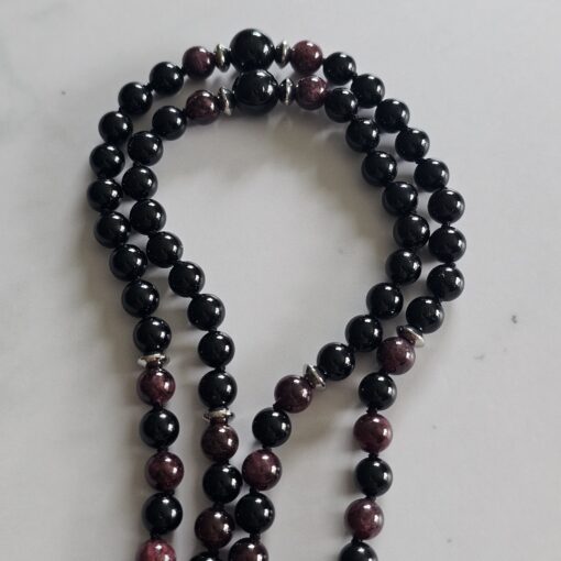 Granat-Turmalin (schwarz) -Mala mit Edelstahl-Anhänger (Engel mit Herz) – Bild 10