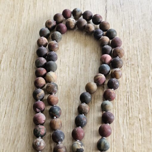 Jaspis („Picasso-Jaspis“, matt) -Mala mit „Picasso-Jaspis“-Anhänger (Oval) – Bild 10