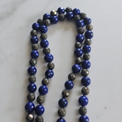 Lapislazuli-Pyrit (facettiert) -Mala mit Seidenquaste – Bild 9