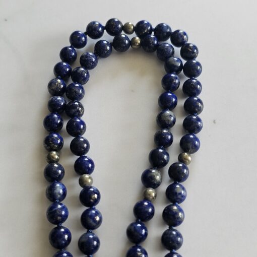Lapislazuli-Pyrit-Mala (5) mit Anhänger mit einer Pyrit-Sonne – Bild 10