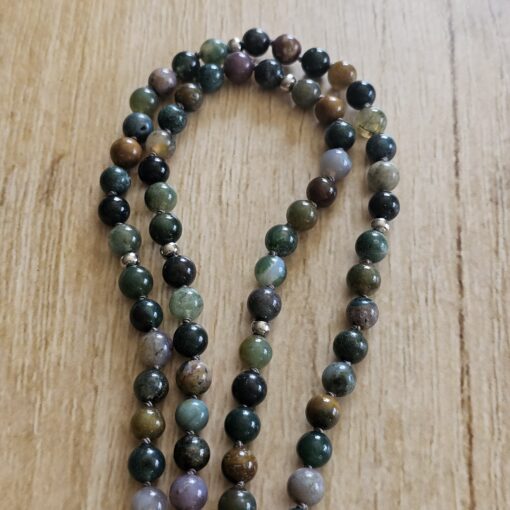 Moosachat („Indian Achat“) -Mala (1) mit Edelstahlanhänger (Baum des  Lebens) – Bild 10