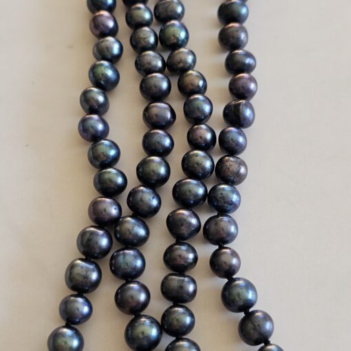 Perlen (schwarze Barock Süßwasserperlen) -Mala mit schwarzem Perlmutt-Anhänger – Bild 9