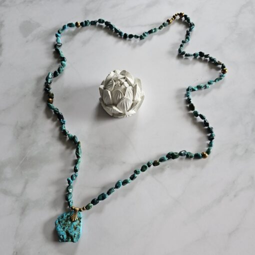 Türkis (Kiesel) -Messing-Mala mit Türkis-Anhänger (Freiform) und 2 Armbändern – Bild 8