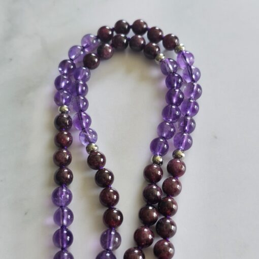 Amethyst-Granat-Mala mit Amethyst-Anhänger (Freiform): – Bild 10